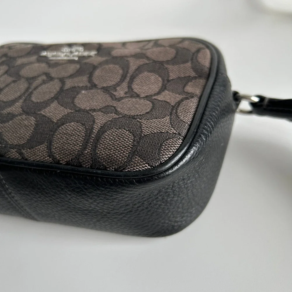 Coach Jamie Camera Bag Charcoal Black Signature Leather Crossbody Excellent